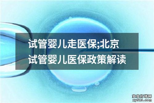 试管婴儿走医保;北京试管婴儿医保政策解读