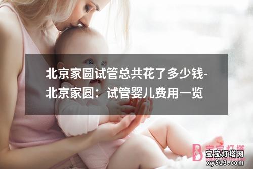 北京家圆试管总共花了多少钱-北京家圆：试管婴儿费用一览