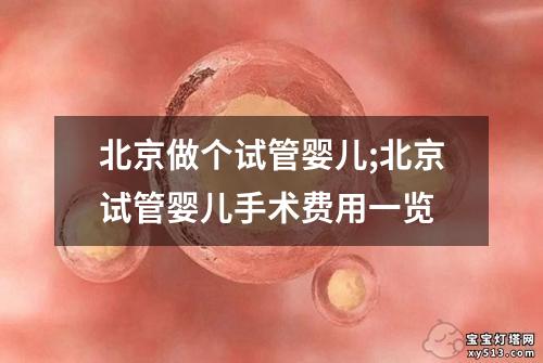 北京做个试管婴儿;北京试管婴儿手术费用一览