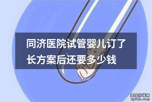 同济医院试管婴儿订了长方案后还要多少钱